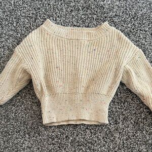 Baby Girl Three Peas Speckled Cream Knit Sweater Size 0-3 Months 100% Cotton